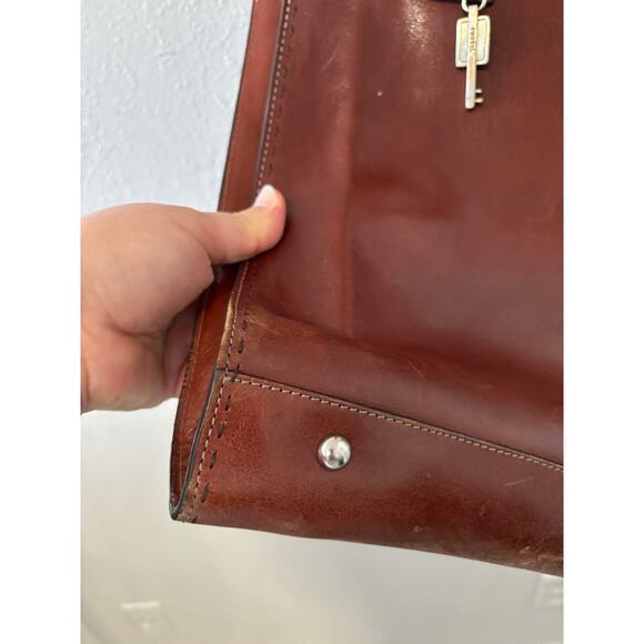 Vintage Fossil Tote Bag Brown Leather 12" x 15" - Picture 3 of 7